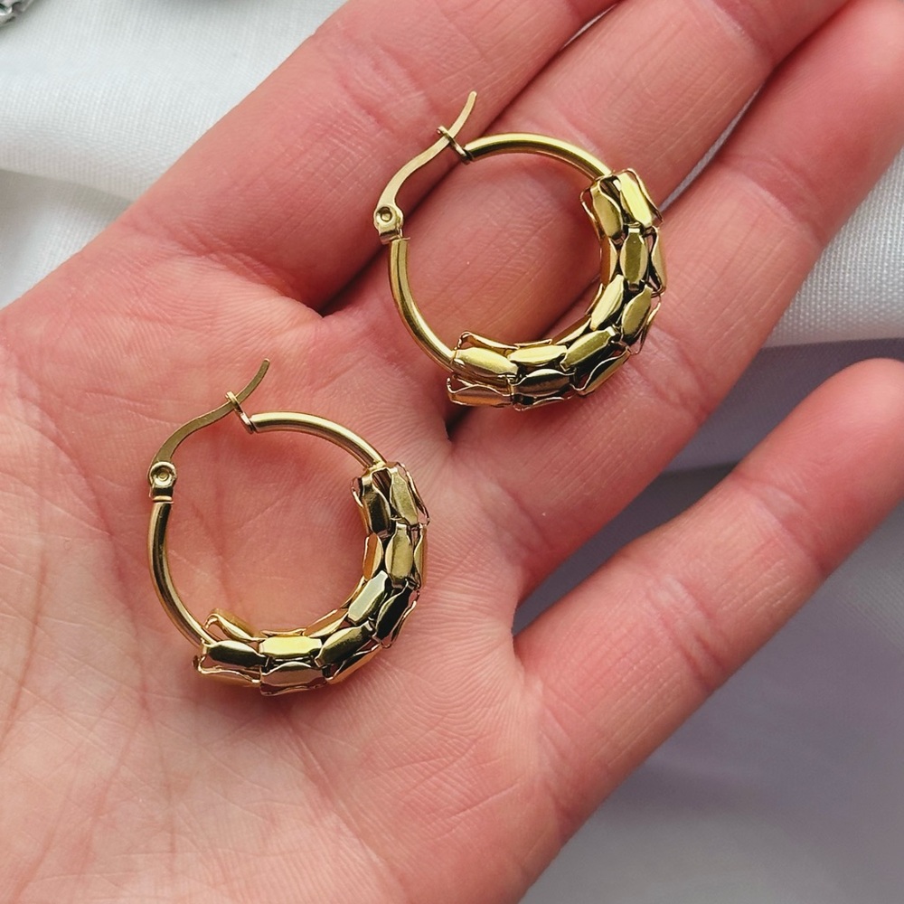 18K Gold Plates Hoops, 316L Stainless Steel